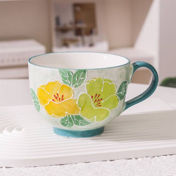Spooky Ceramic Hand-Painted Floral with Handle | Tea, Coffee Cup for Home & Office Ceramic Coffee Mug