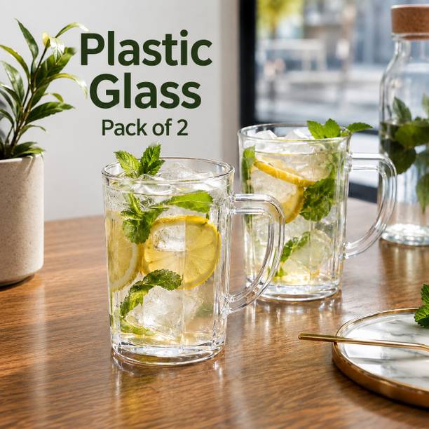 LDD PET Beer/Juice Glasses with Handle,Reusable,Unbreakable Plastic Beer Mug