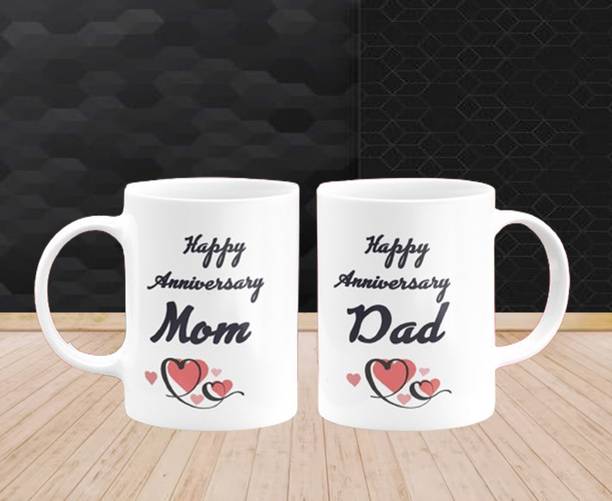THE CLICK INDIA Happy Anniversary Coffee Gift For Mom And Dad On Father's Day/Mother's Day Ceramic Coffee Mug