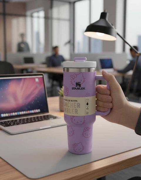 वेद ऑनलाइन मार्ट Kitty 1 Stanley Quencher H2.0 Flowstate Tumbler Purple स्टेनलेस स्टील मग