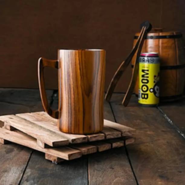 ब्रांड बैरल 700 ML Teak Wood Beer लकड़ी मग