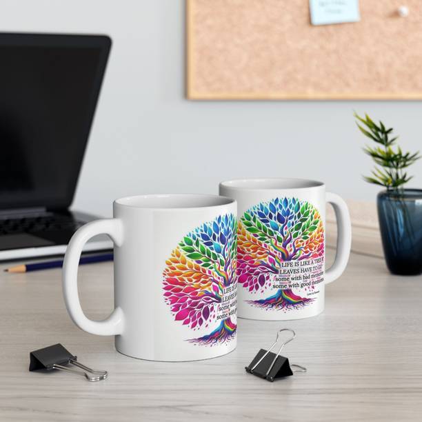 Giftspedia LIFE TREE PRINTED WHITE CERMIC COFFEE MUG GIFTS FOR FRIEND Ceramic Coffee Mug