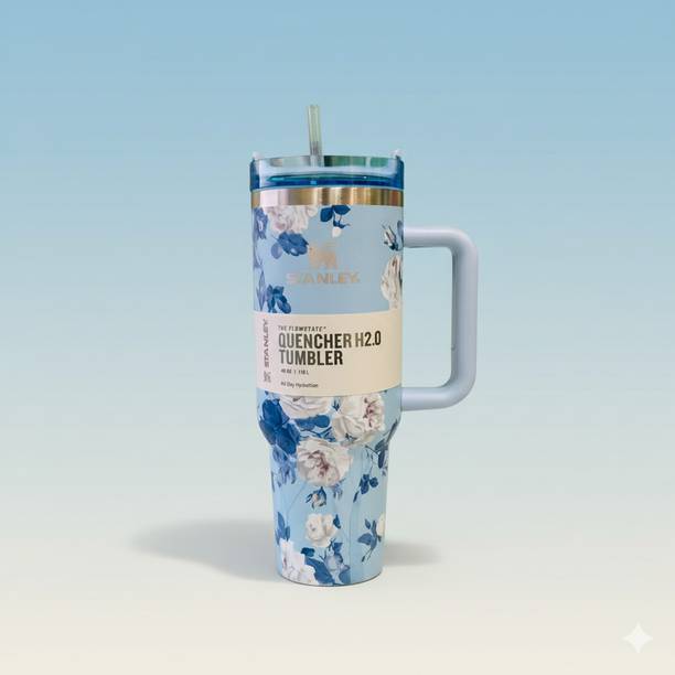 stanly BLUE FLORAL Stainless Steel Tumbler
