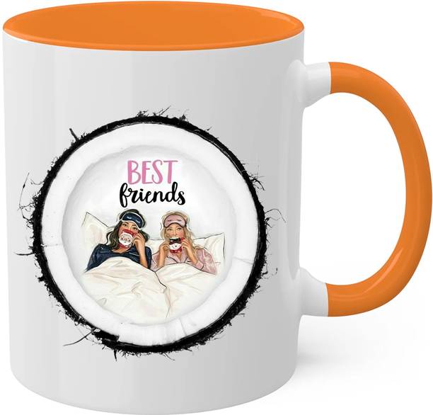 Print Ginnie Best Friends Printed Coffee Gift For Friends Orange TeaMug Ceramic Coffee Mug