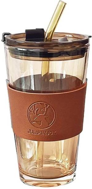 VETMOC Glass Coffee Sipper with Leather Grip Glass Coffee Mug