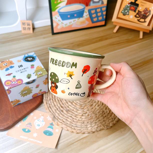 Spooky Cute Bear Ceramic | Coffee & Tea Cup with Handle | Breakfast Cup for Kids Ceramic Coffee Mug