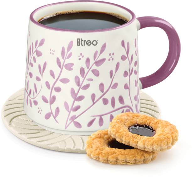 ट्रीओ Basil Ceramic 320 ml Coffee, Tea Cup Set of 1(Print and Color May Vary) सिरेमिक मग