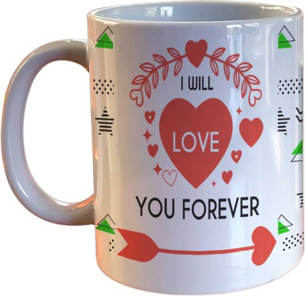 Goldencity I Will Love You Forever Tea Coffee and Milk Cup 330ml Best Gift for Lover Ceramic Coffee Mug