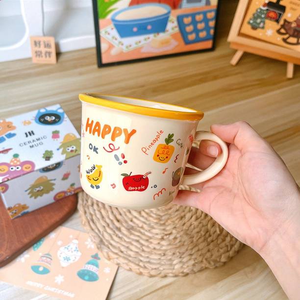Spooky Cute Bear Ceramic | Coffee & Tea Cup with Handle | Breakfast Cup for Kids Ceramic Coffee Mug