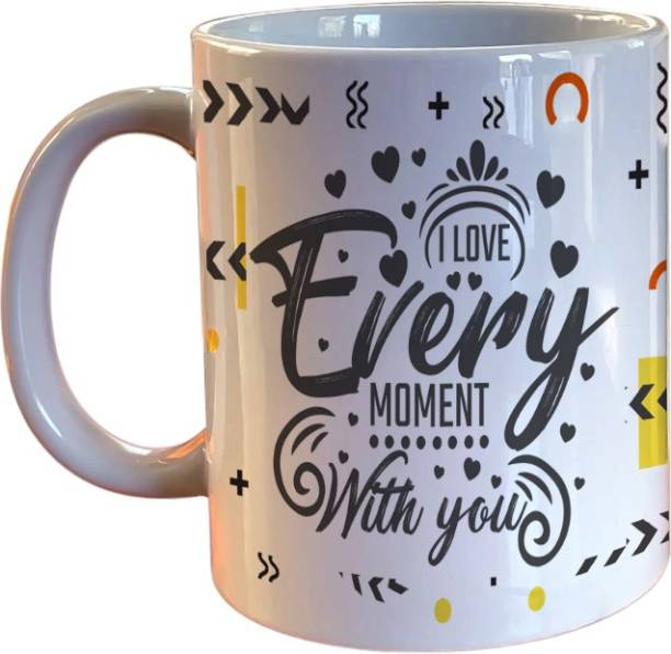 Goldencity I Love Every Moment With You Tea Coffee and Milk Cup 330ml Best Lover Gift Ceramic Coffee Mug