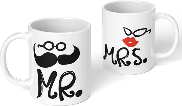 PrintingZone Couple mug Mr & Mrs King Queen His & Her mr and mrs mug (CM-16) Ceramic Coffee Mug