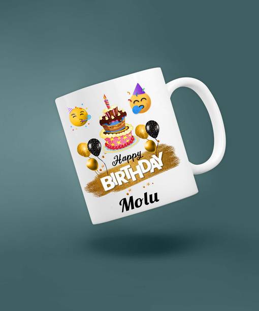 badri creations Happy Birthday Molu Super White Coffee Ceramic Coffee Mug