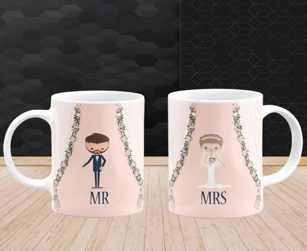 WINGS MART Mr & Mrs Coffees | Coffees Set of 2 Best Gift For Couple Anniversary Ceramic Coffee Mug