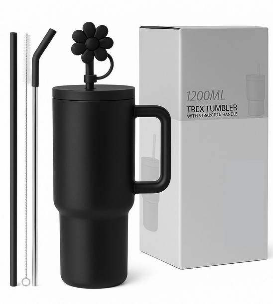 INDIWARRIOR 40oz Tumbler With Handle And Straw With Lid, Double Wall Insulated Vacuum Sealed Stainless Steel Tumbler