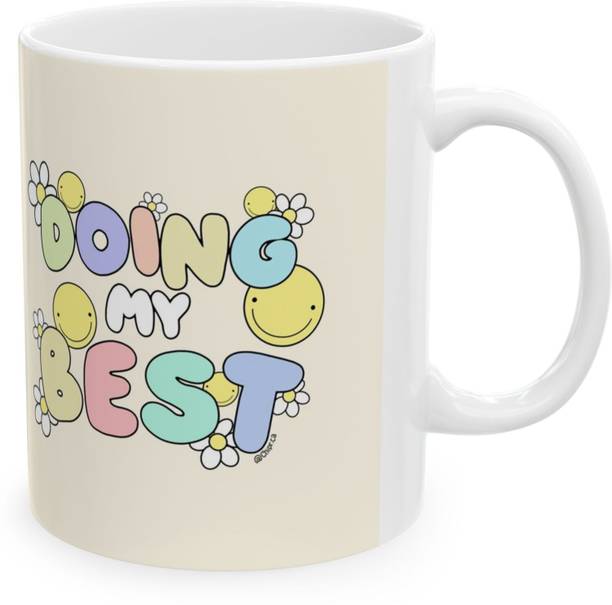 Giftspedia DOIN MY BEST PRINTED CERMIC COOFFEE MUG 350ML Ceramic Coffee Mug
