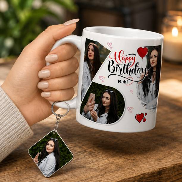 CPH Photo & Text Printed Cup for gift with keychain Ceramic Coffee Mug