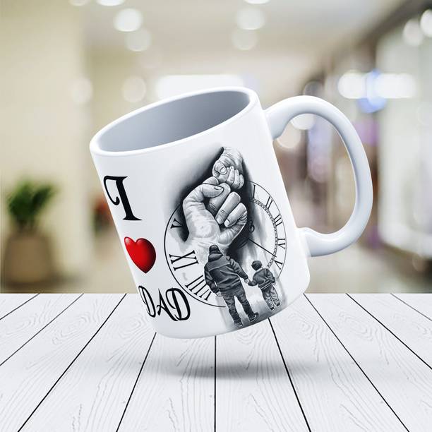 V Kraft I LOVE DAD CoffeeMug & wooden showpiece, Birthday, FATHER'S Day, anniversary Ceramic Coffee Mug