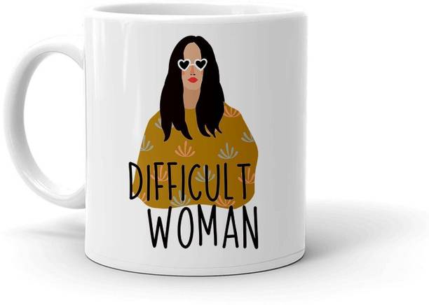 Clapcart Difficult Woman Design Print Ceramic Coffee Mug