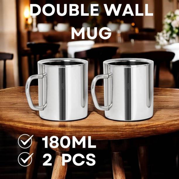 Q4S Insulated Double Wall mug for tea, coffee, chai, hot drinks स्टेनलेस स्टील मग