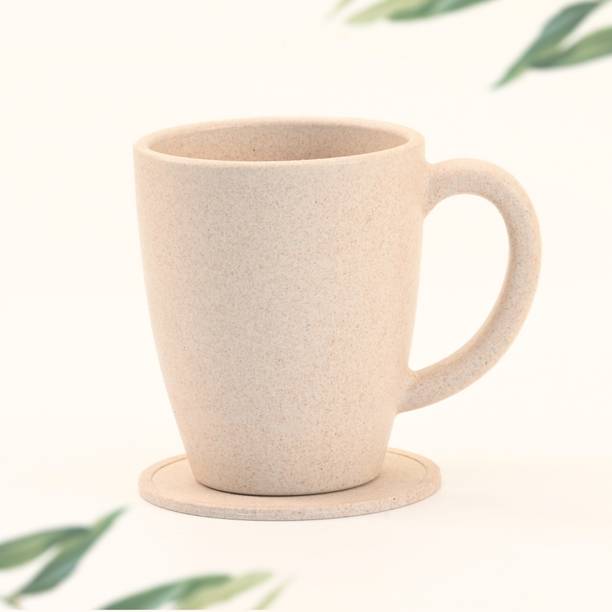 Eha Earth Friendly Classic Coffee Cup with Coaster | Pack of 1 | Made with Rice Husk Biocomposite Coffee Mug