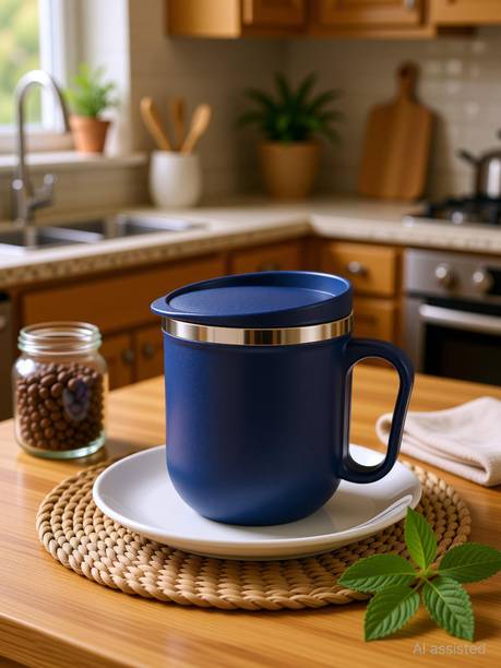 OFFYX Stylish Matte Finish Handle & Lid | Perfect for Office, Home & Travel Stainless Steel Coffee Mug