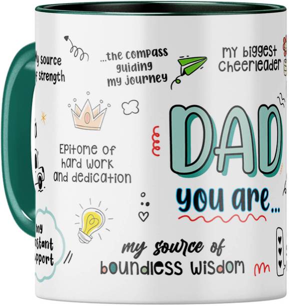 YuBingo Dad Hero - Dark Green Ceramic - Birthday Gift for Dad Ceramic Coffee Mug