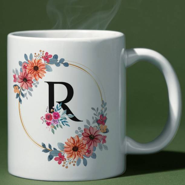 Valenza Gifts Birthday Gift, 'R' Alphabate and KeyChain , Gift For Brother, Sister, Friend Ceramic Coffee Mug
