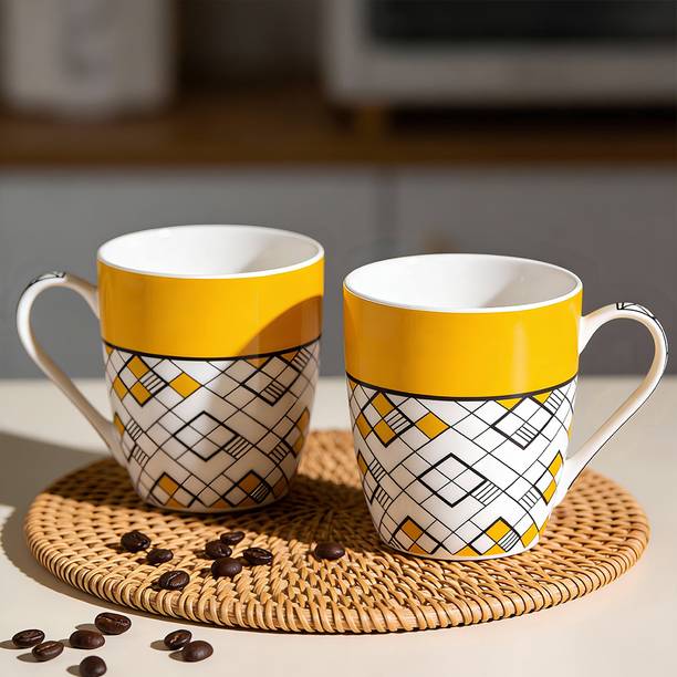 UPC Set of 2 Premium Milk mugs Printed Design Made of Ceramic Bone China Coffee Mug
