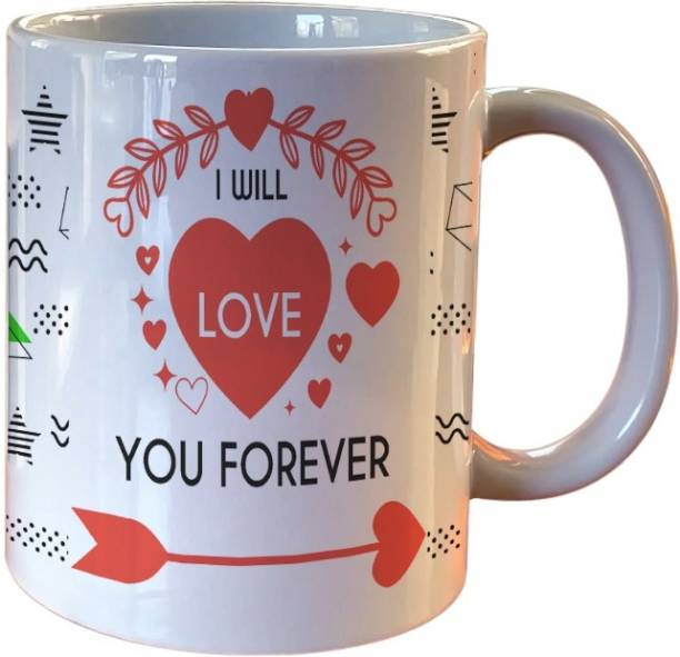 Oducos I Will Love You Forever Tea Coffee and Milk Cup 330ml Best Gift for Lover Ceramic Coffee Mug