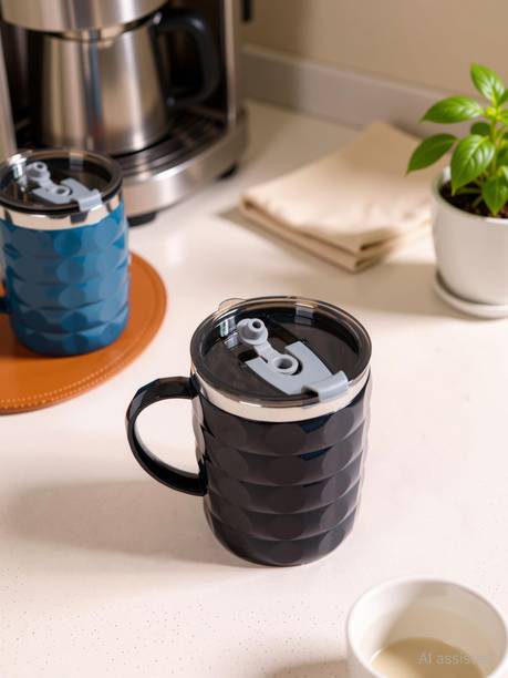 नेस्टेशिया Portable Double-Walled Vacuum Insulated with Spill-Proof Dual Lid स्टेनलेस स्टील मग
