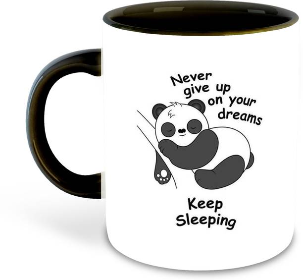 व्हाट्स योर किक Panda theme Printed Black Ceramic Coffee Cup & - D18 सिरेमिक मग