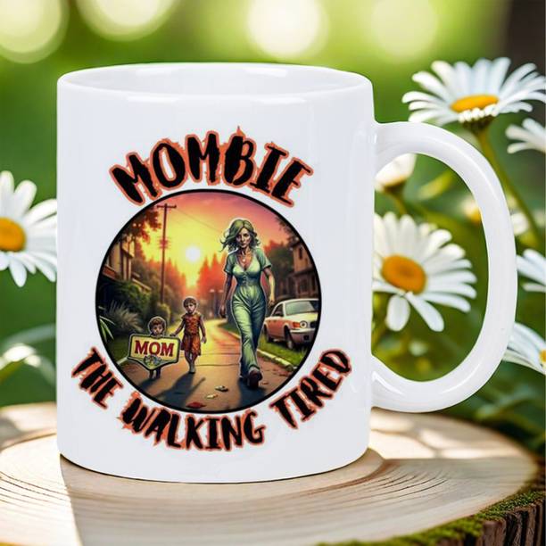 MUG ARTISTRY A Mother'S Intriguing Night Escapade: The Walking Mombile, a Novelty White w Ceramic Coffee Mug
