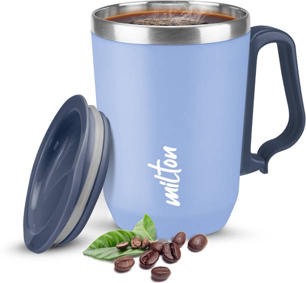 MILTON Cool Touch Coastal 350 Stainless Steel with Lid, Blue, Hot & Cold Beverages Stainless Steel Coffee Mug