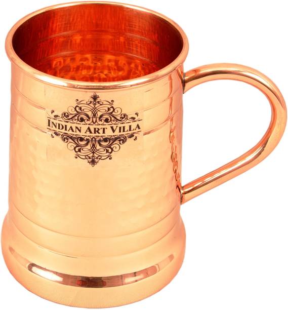 IndianArtVilla Copper Big Hammer with 3 Ring - 600 ML Copper Beer Mug