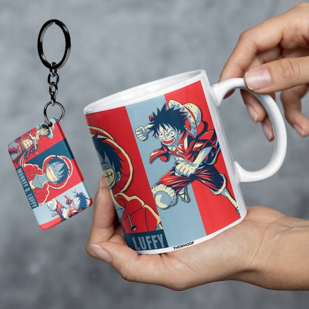 TheWhoop Anime Monkey D. Luffy Combo Gift Big Cup With Keychain Ceramic Coffee Mug