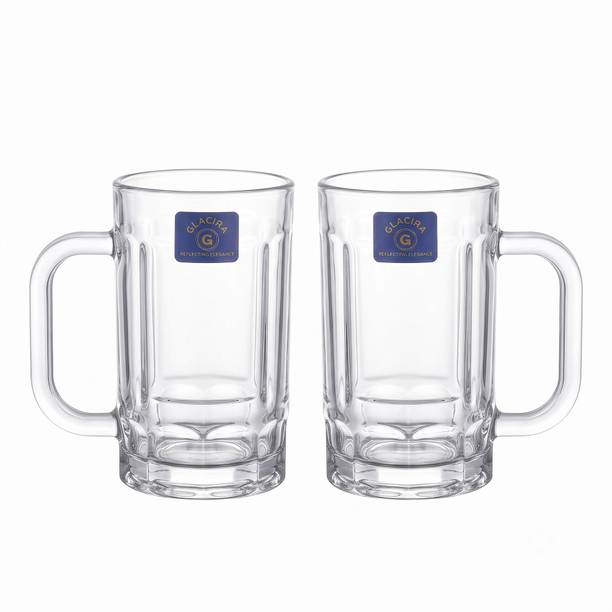mridaksh Premium Heavy Base Tall Glassware Set for Juice, Mocktails, Soda – 370 ml Each Glass Beer Mug