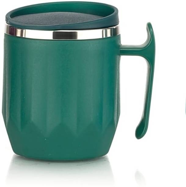 मैजिक स्पून Stainless Steel Coffee with Lid (300 ml) (Pack of 1) (Green,Multicolour) स्टेनलेस स्टील मग
