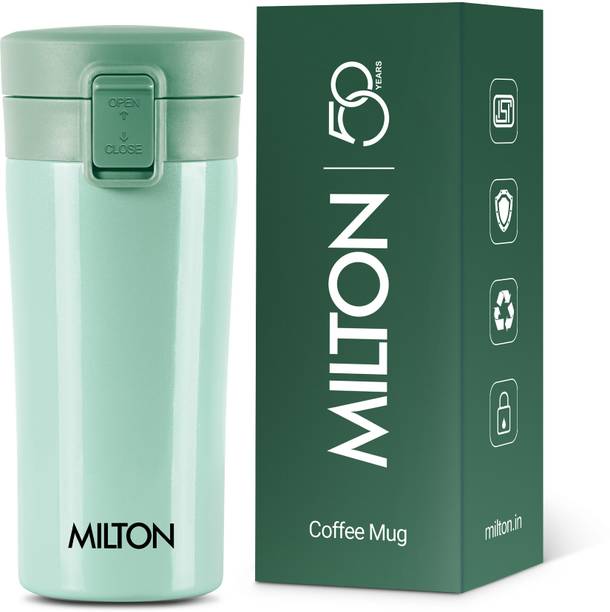 मिल्टन Insulated Steel Coffee Travel, ISI Certified, Anti Skid Bottom, Light Green स्टेनलेस स्टील मग