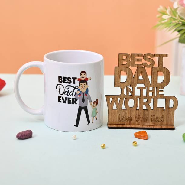 V Kraft LOVE YOU DAD CoffeeMug & wooden showpiece, Birthday, FATHER'S Day, anniversary Ceramic Coffee Mug