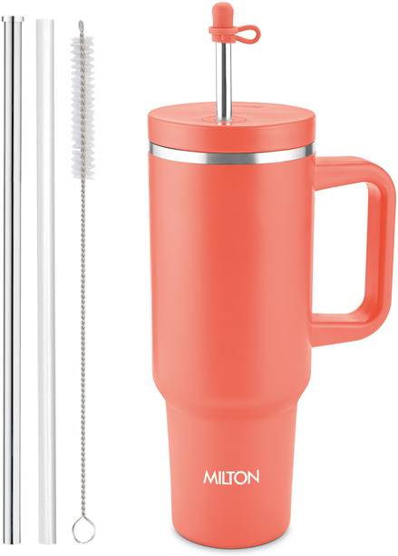 मिल्टन My Tumbler 1200 Tumbler with Handle 1100ml, Leak Proof, Hot & Cold Coral स्टेनलेस स्टील मग