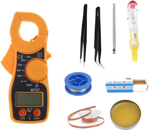 Crafts Haveli MT-87 & Anti Static Tweezer 2Pc & 2in 1 Tester, 4in1 Soldering Iron Accessories Digital Multimeter