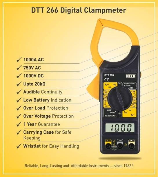 HTY Meco DTT266 1000 AC Data Hold Audible Continuity Manual Ranging Clamp meter Digital Multimeter