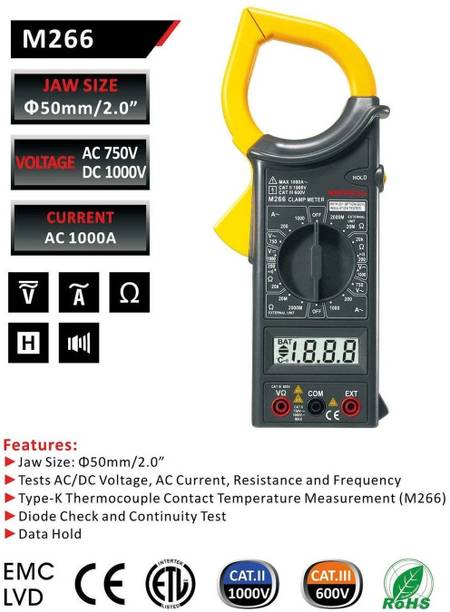 GoodsBazaar DM6266 Professional Digital Clamp Meter for Measuring Voltage Current Resistance Digital Multimeter
