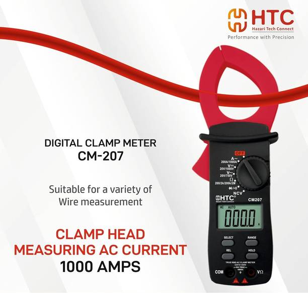 HTY HTC CM 207 Contact Voltage (NCV), Clamp Torch True RMS Digital Clampmeter डिजिटल मल्टीमीटर