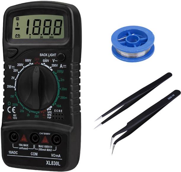 Crafts Haveli Multimeter 830, Soldering Wire & 2Pc Anti Static Tweezer Digital Multimeter