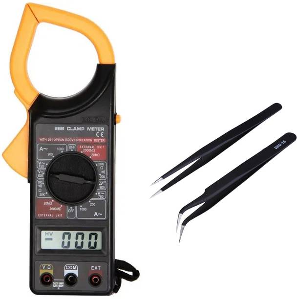 TOOLBUX Digital Clamp Ampere Voltage Multi Meter Current Tester & Anti Static Twizer Digital Multimeter