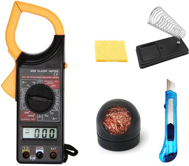 Crafts Haveli DT-266 & Soldering Iron Stand & Sponge, Tip Cleaner & Knife Cutter Digital Multimeter