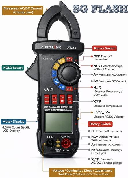 SG Flash AT333 AC/DC Clamp Meter Digital Multimeter