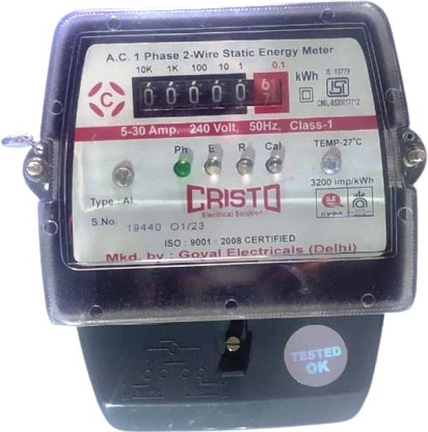 CRISTO Single Phase Meter 2 Wire Electrical Energy KWH Meter White (ISI Mark) Analog Multimeter