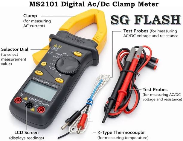 SG Flash HIGH QUALITY Mastech Ms2101 Digital Ac/Dc Clamp Meter Digital Multimeter